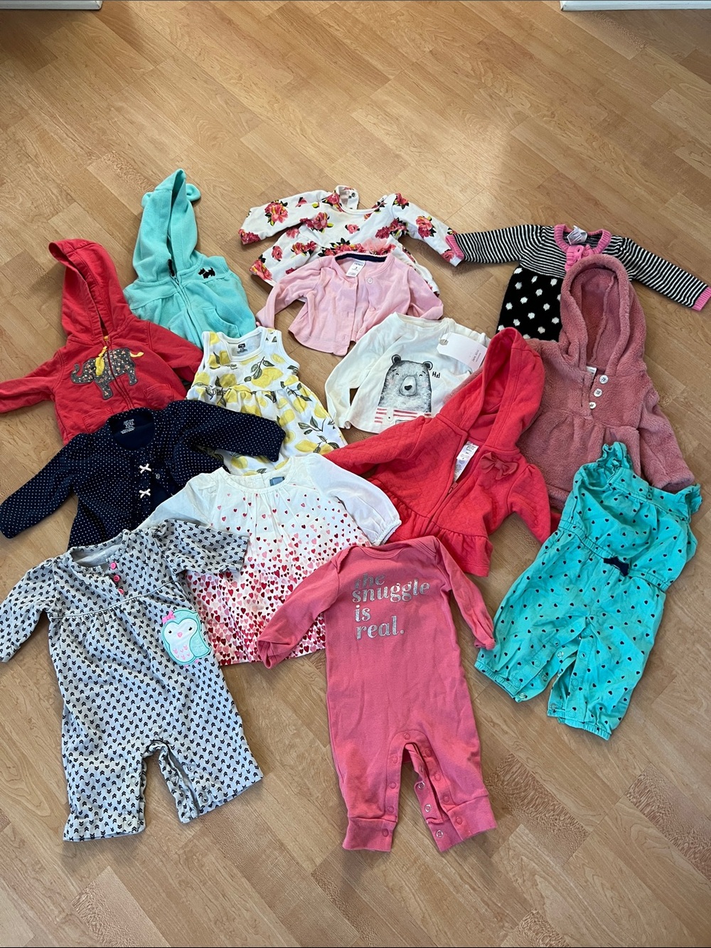 0-3M Lot Carter's Toddler Girls Mixed Color Sleep & Play Rompers Lot